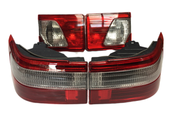 Фонарь 2110 люкс СТАНДАРТНЫЙ  красный с белой полосой в сборе (4 штуки) (СИВИЕМ)