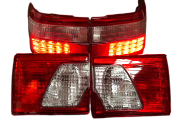 Фонарь 2110 люкс ДИОДНЫЙ  красный БЕЛАЯ ПОЛОСА в сборе (4 штуки) (СИВИЕМ)